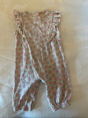 Stella McCartney Kids Gray Romper with Pink Floral Print